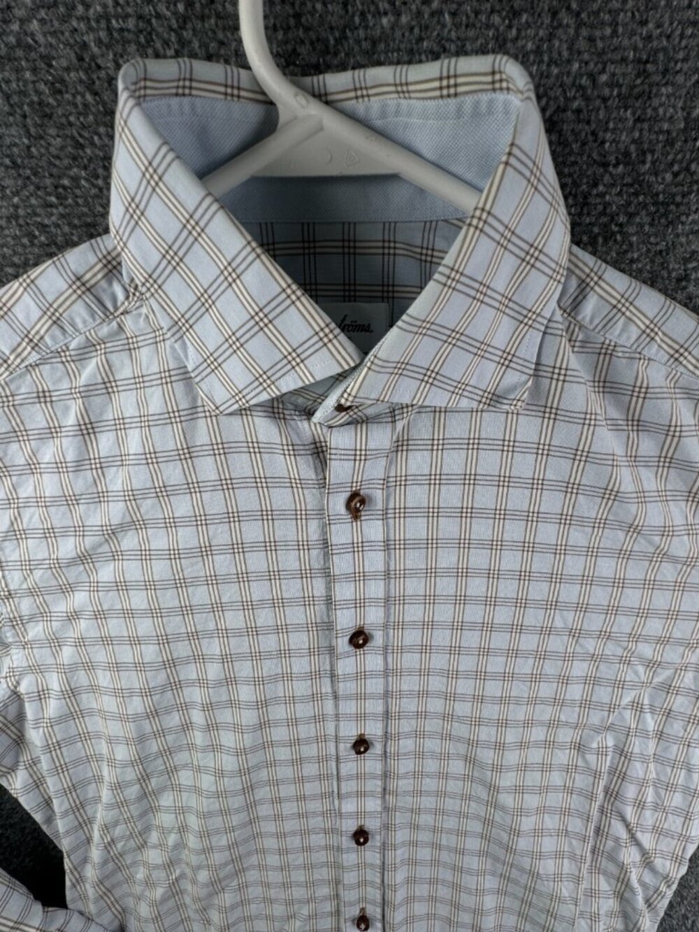Stenstroms Button Up Shirt Adult Long Sleeve Cotton Blue Plaid Slimline 15 (38)